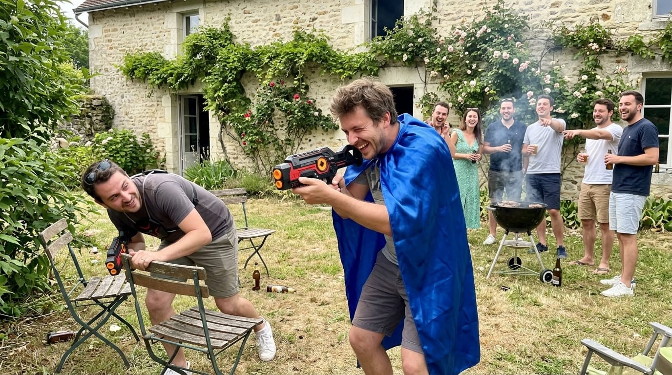 Zone de jeu extérieure et jardin pour laser game à domicile
