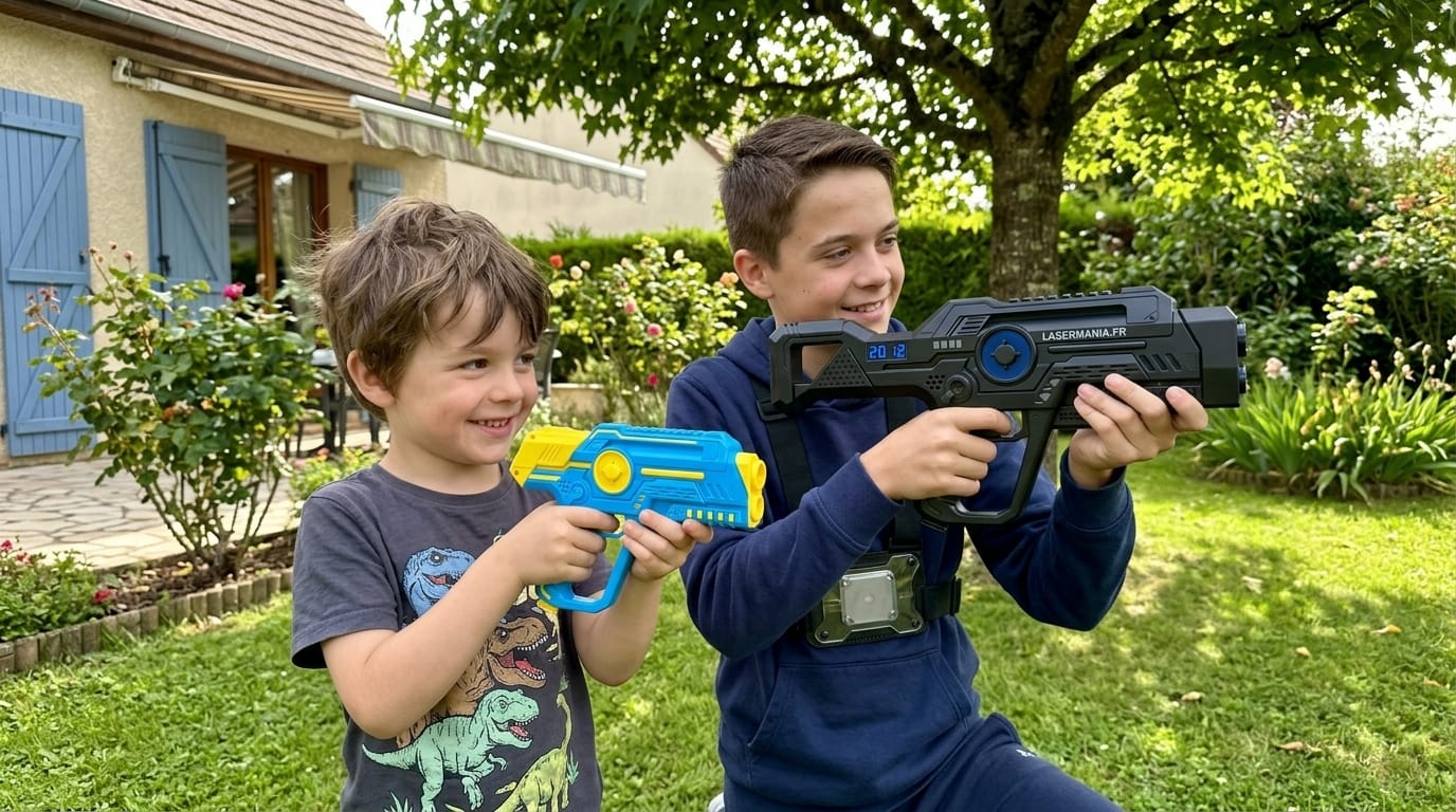 Laser game quel âge : comparaison pistolet 6 ans et équipement immersif avec plastron 13 ans
